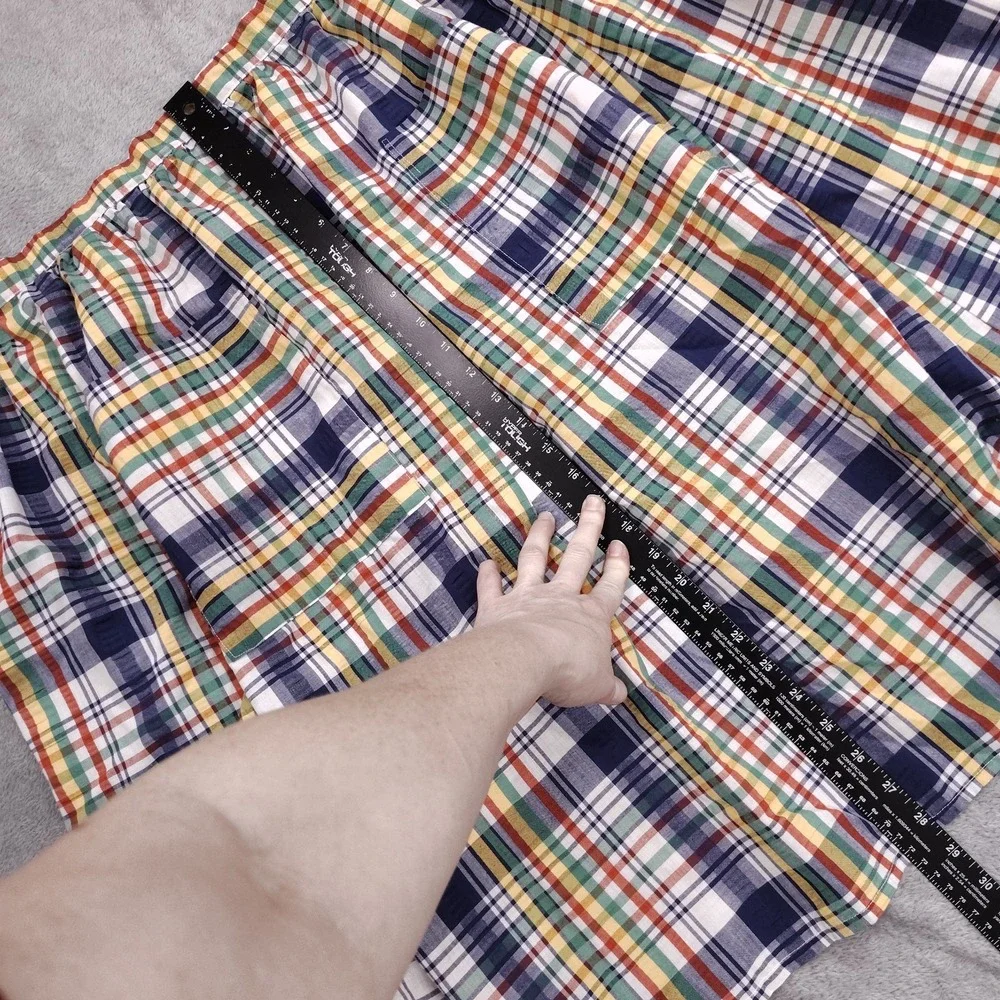 Vintage‎ Prairie Apron Plaid Fabric 2 Pocket Midi Skirt Baumwolle 29